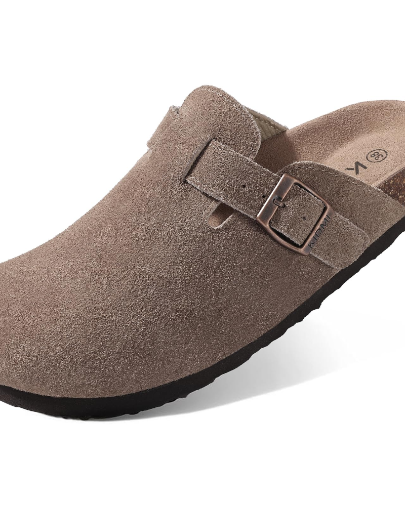 Zona Sabots Femme – Mules en Daim Véritable avec Semelle Liège & Soutien de Voûte