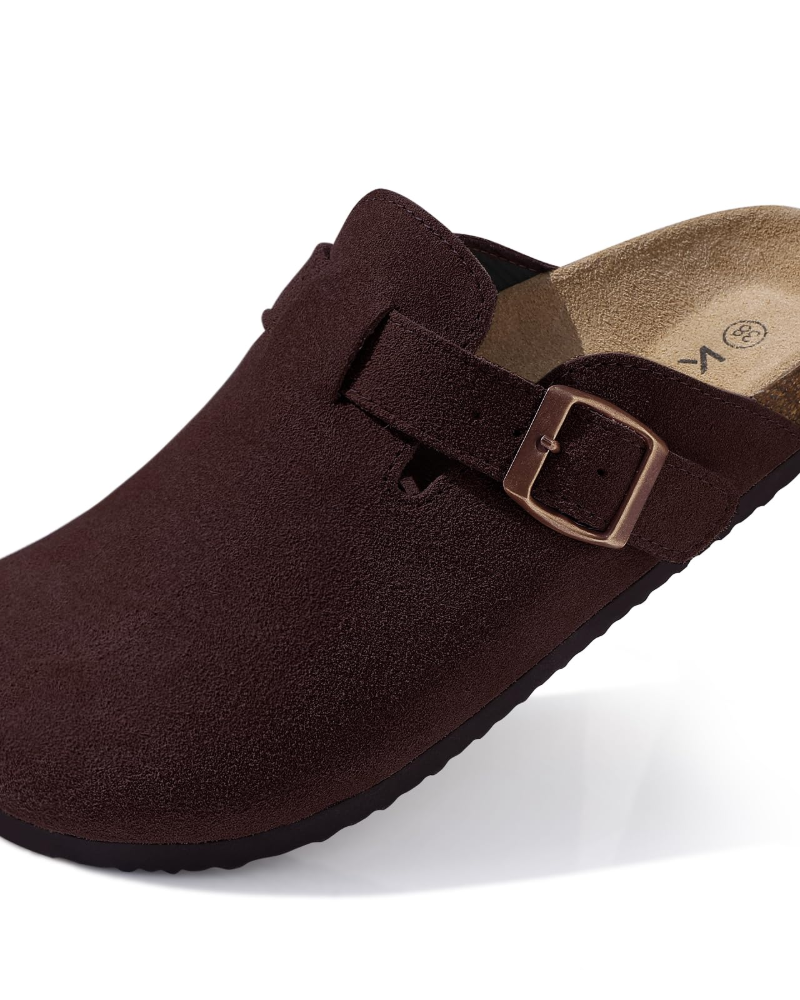 Zona Sabots Femme – Mules en Daim Véritable avec Semelle Liège & Soutien de Voûte