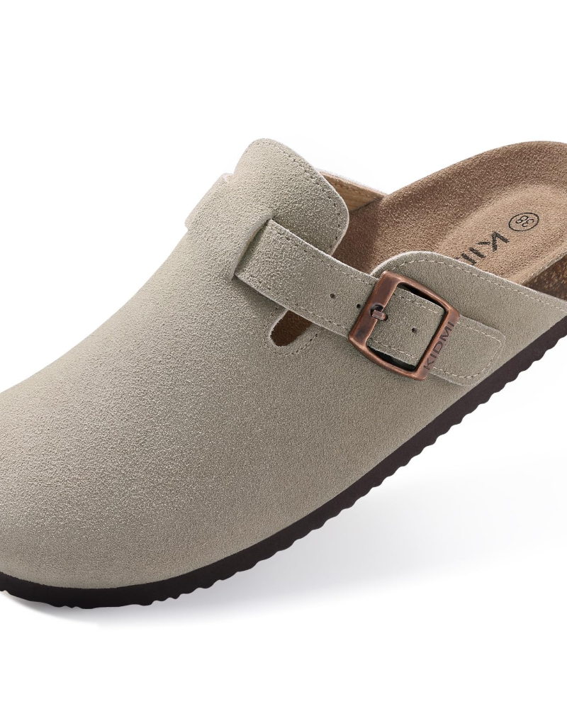 Zona Sabots Femme – Mules en Daim Véritable avec Semelle Liège & Soutien de Voûte
