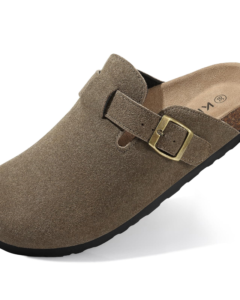 Zona Sabots Femme – Mules en Daim Véritable avec Semelle Liège & Soutien de Voûte