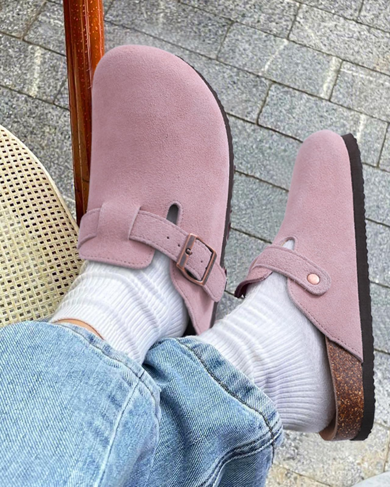 Zona Sabots Femme – Mules en Daim Véritable avec Semelle Liège & Soutien de Voûte
