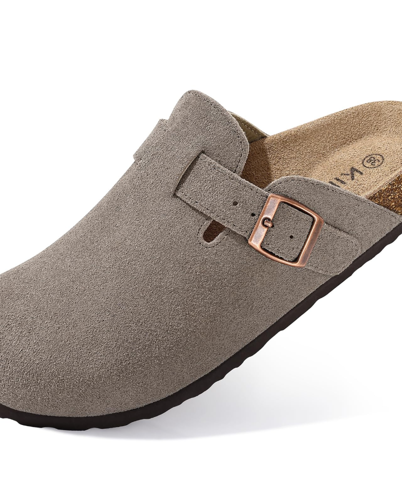 Zona Sabots Femme – Mules en Daim Véritable avec Semelle Liège & Soutien de Voûte