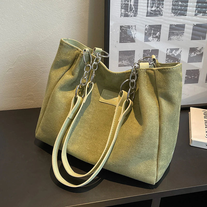 Freyja Saco Feminino – Saco em Camurça Sintética Casual e Elegante com Desenho Moderno