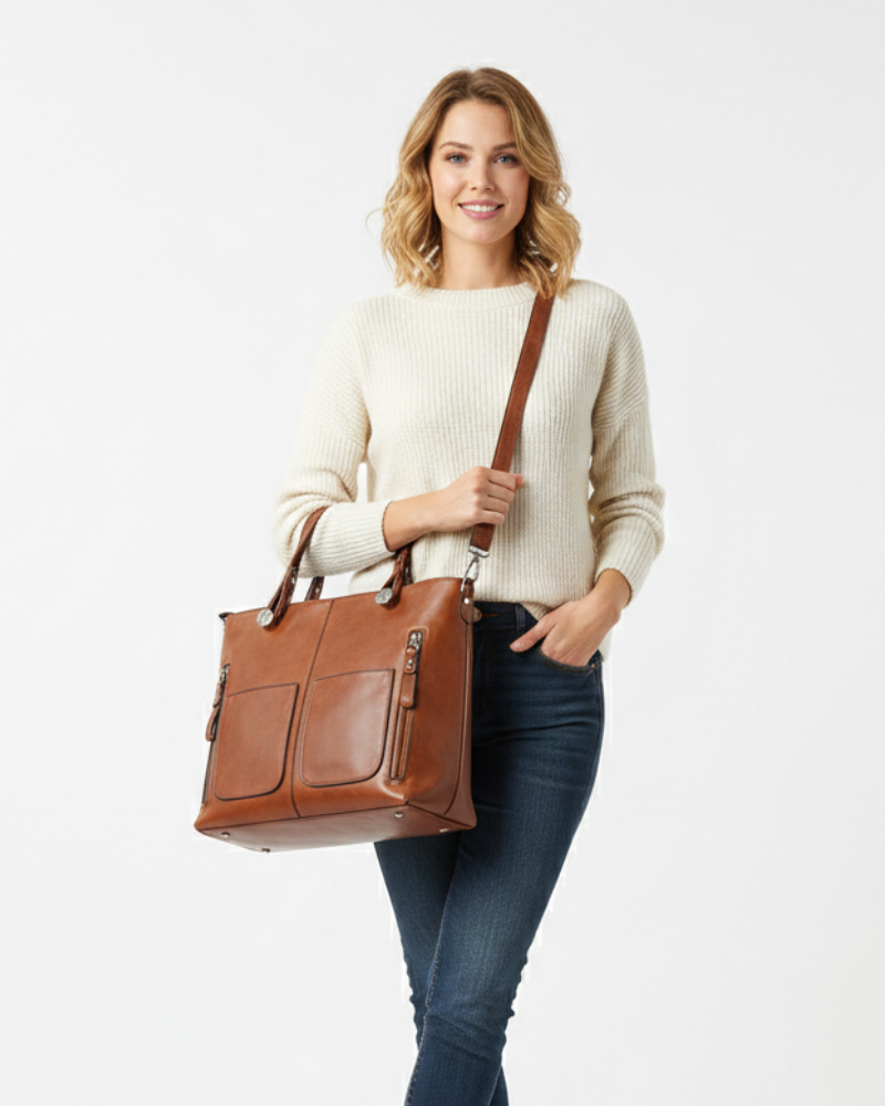 Bexley Sac Vintage Femme – Cuir Végétal Structuré, Grande Capacité & Style Élégant