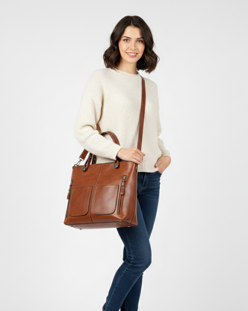 Bexley Sac Vintage Femme – Cuir Végétal Structuré, Grande Capacité & Style Élégant