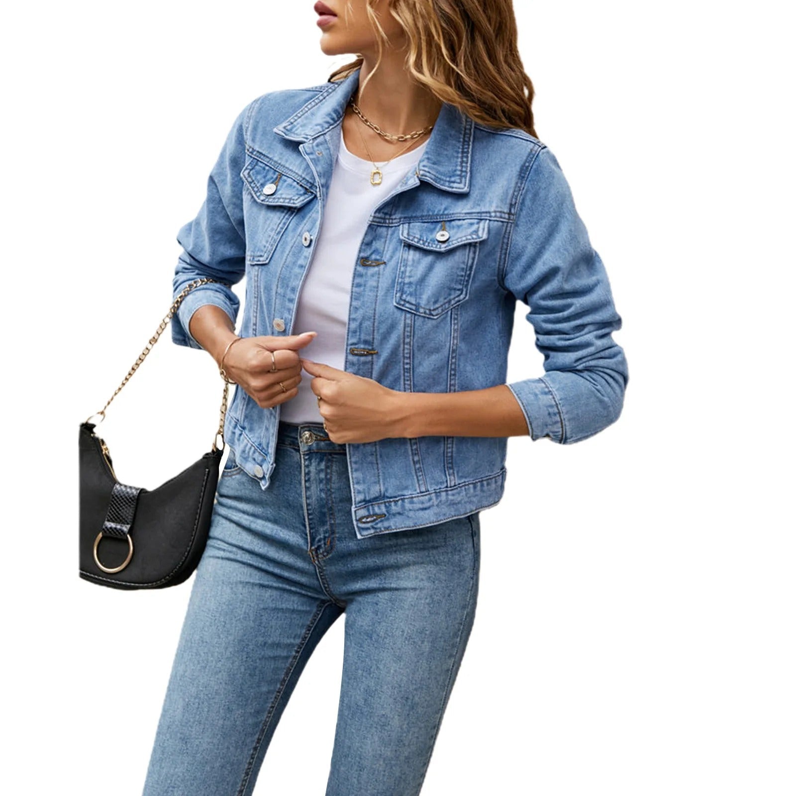 Eva Veste Femme en Jean – Clásica Abotonada, Polivalente e Ideal para el Día a Día
