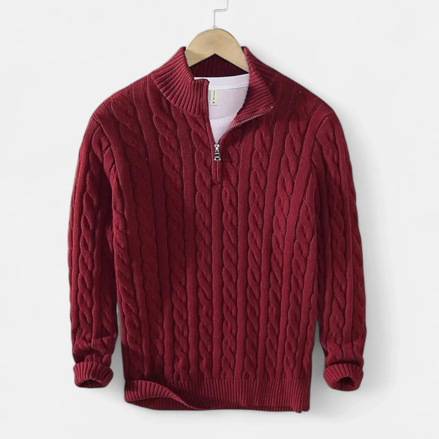 Cove Pull Turtleneck Zip-Up Men – Thick Ribbed Knit & Elegant Loose Fit