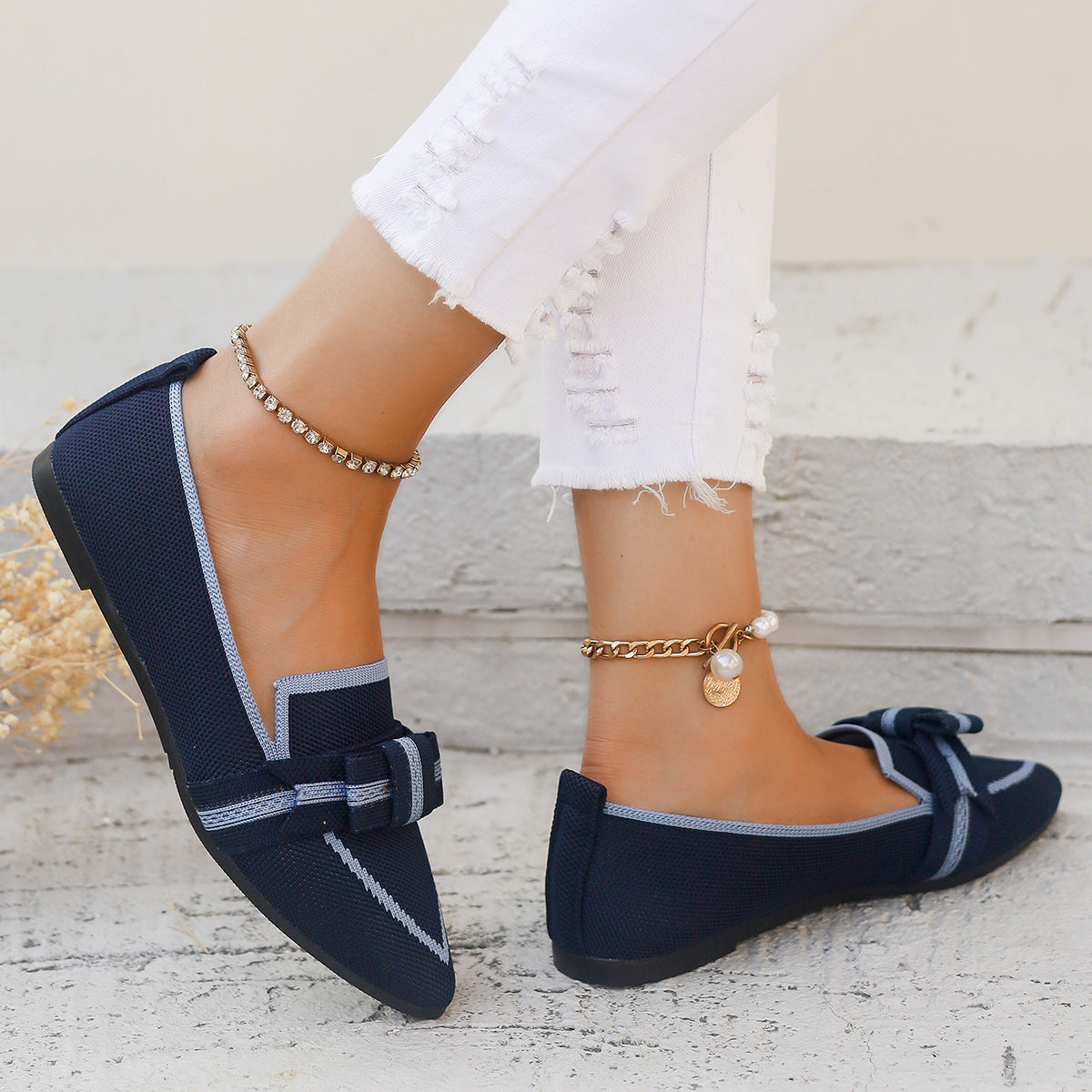 Ivy Ballerina's Dames – Comfortabele Platte Schoenen met Strik, Lage Hak & Ademend Materiaal