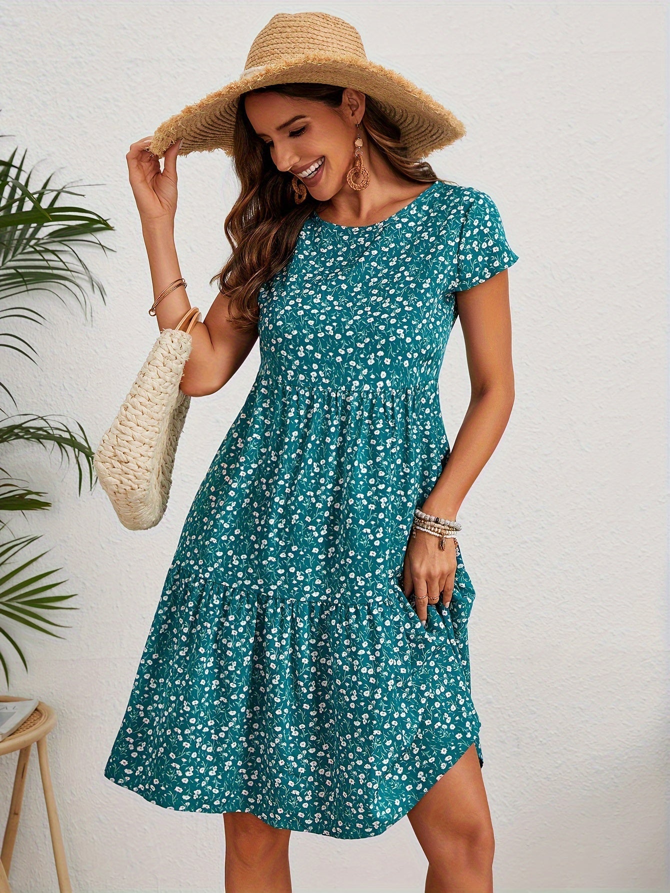 Katie Robe d'Été Femme – Robe Fleurie Légère en Polyester avec Coupe Confortable