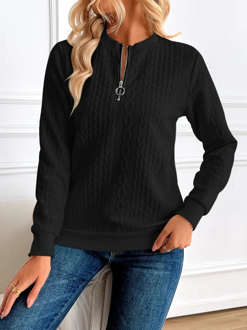 Margaux Sweat Femme Hiver – Pohodlný pletený zipový svetr s elegantním designem