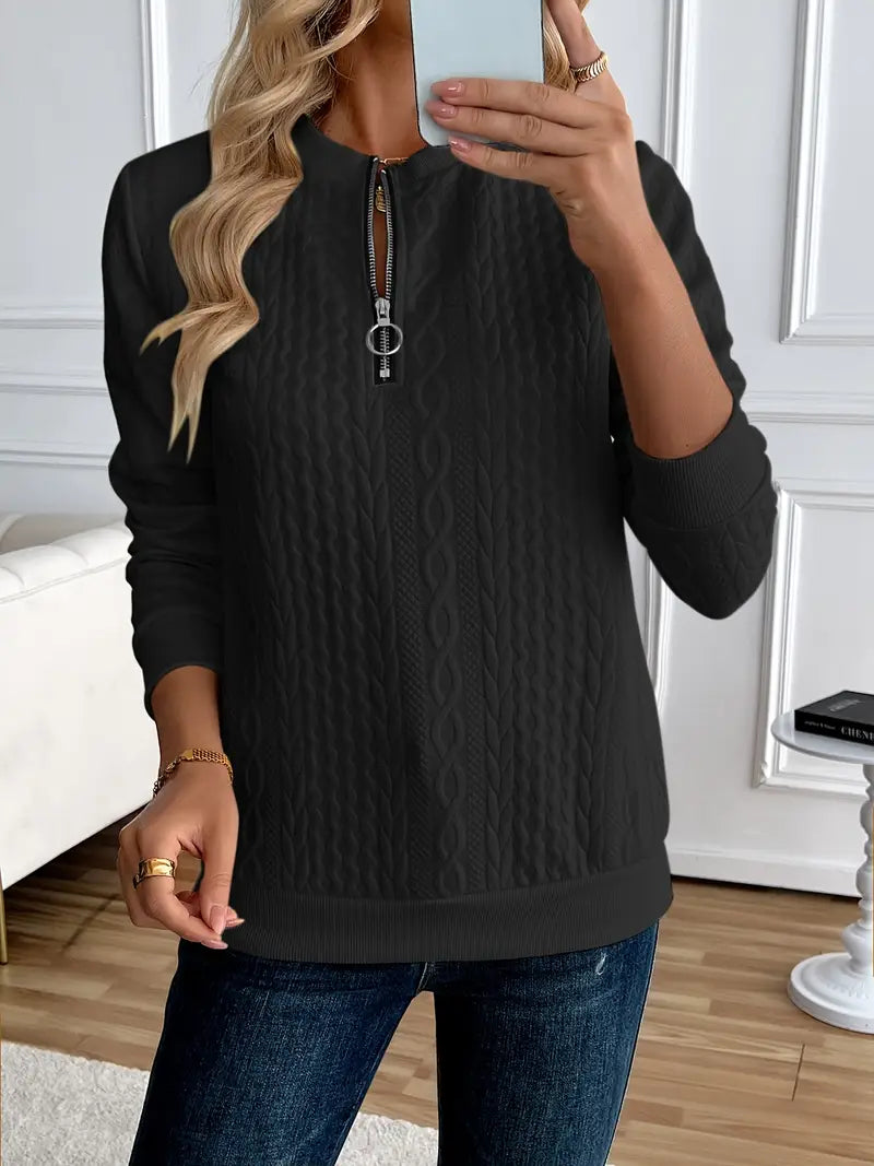 Margaux Sweat Femme Hiver – Pohodlný pletený zipový svetr s elegantním designem