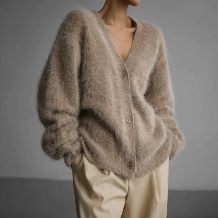 Alianna Gilet Femme – Gilet en Maille Confortable à Manches Longues Élégant & Polyvalent