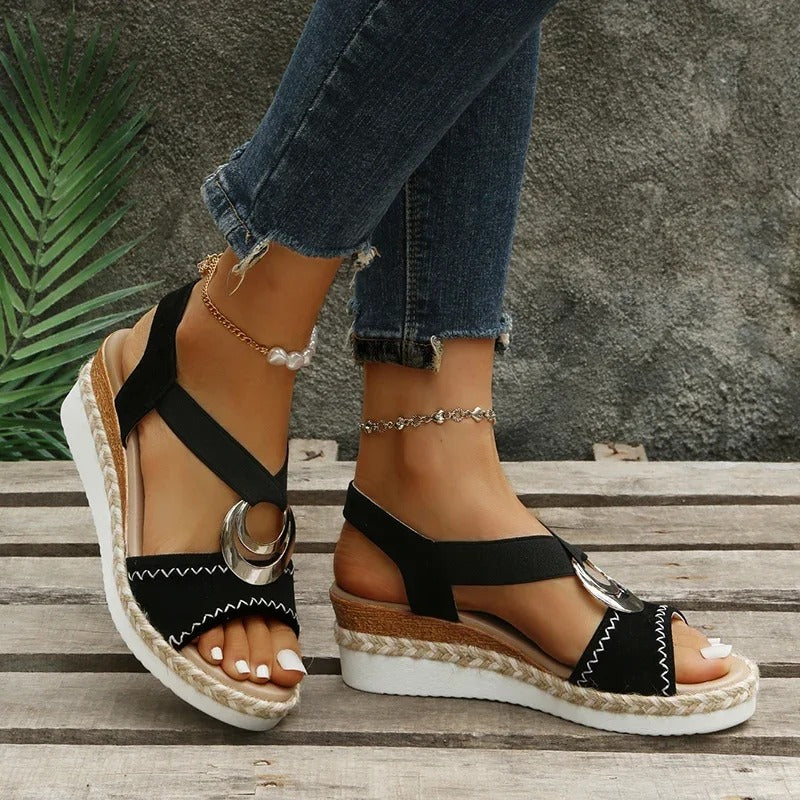 Willow Sandales Compensées Femme – Glamour Sommer Sandalen mit Bequemen Absätzen und Riviera Look