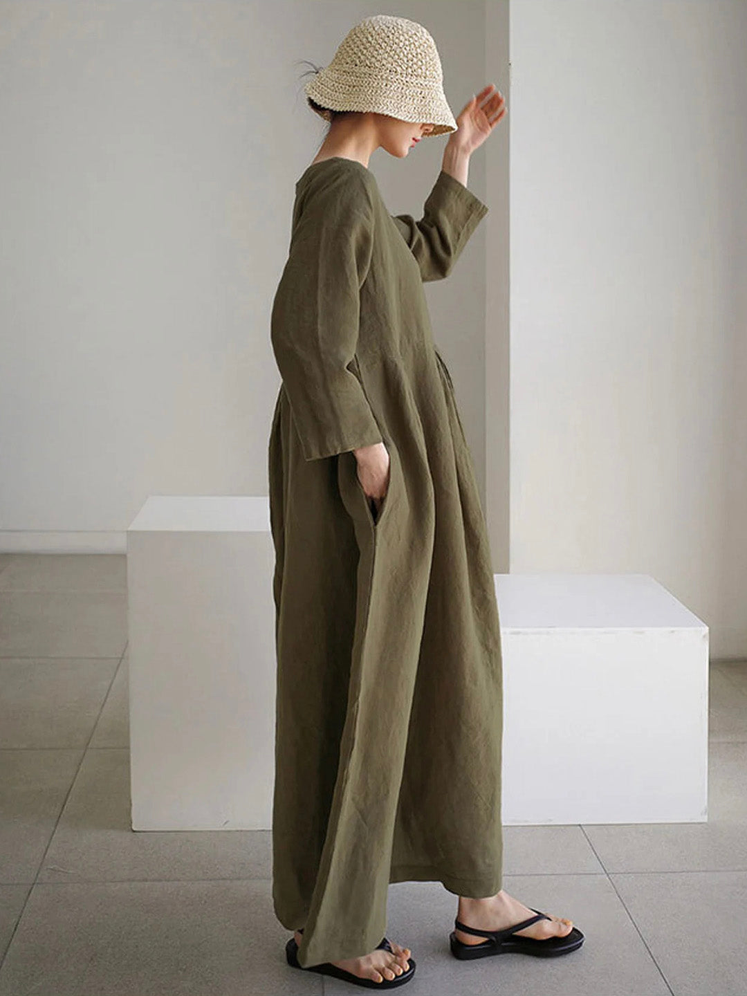Cielo Vestido Comprido Mulher – Linho Leve, Conforto Natural & Estilo Minimalista Elegante