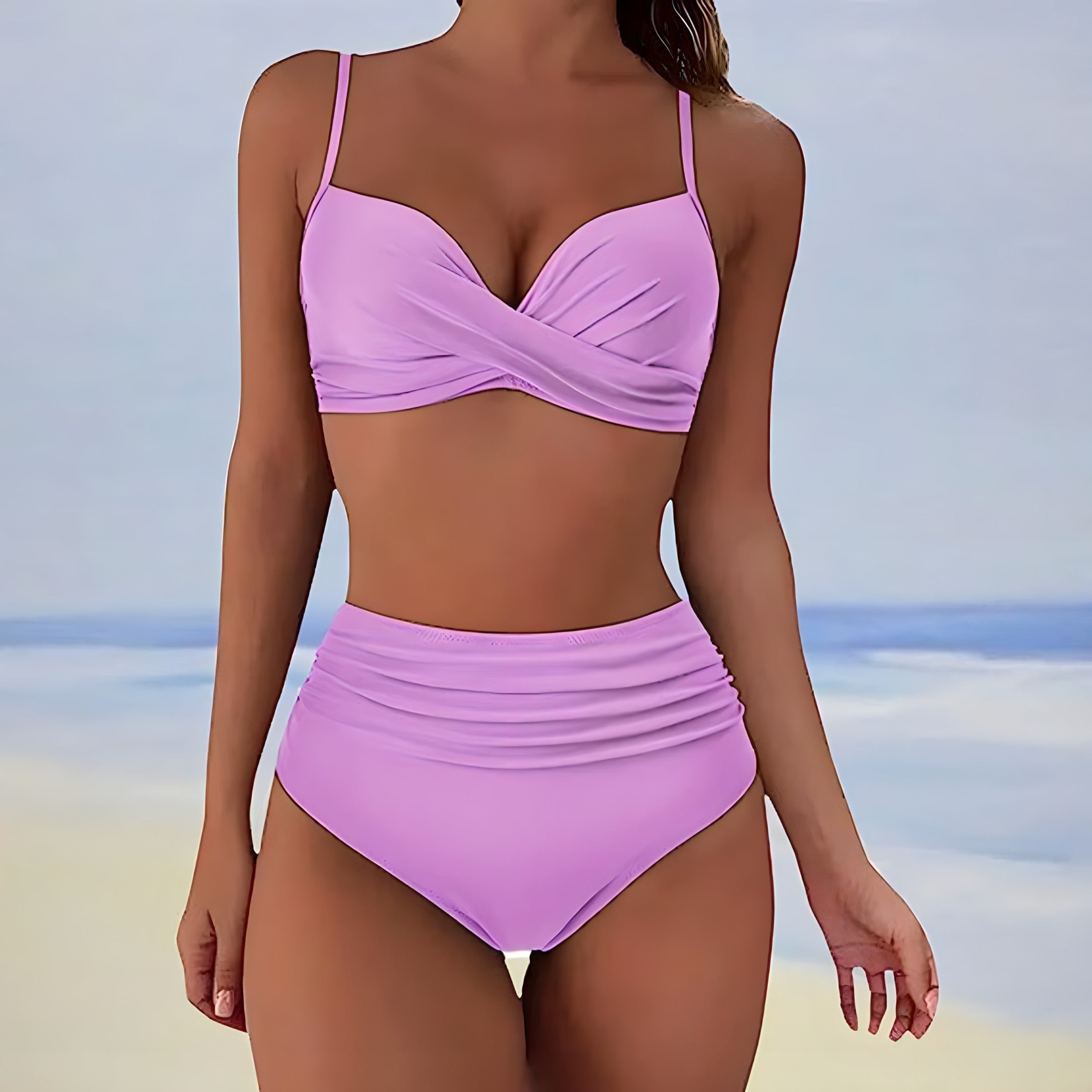 Ensemble Bikini Femme Sigrun – Maillot Taille Haute avec Bretelles Réglables & Coupe Flatteuse