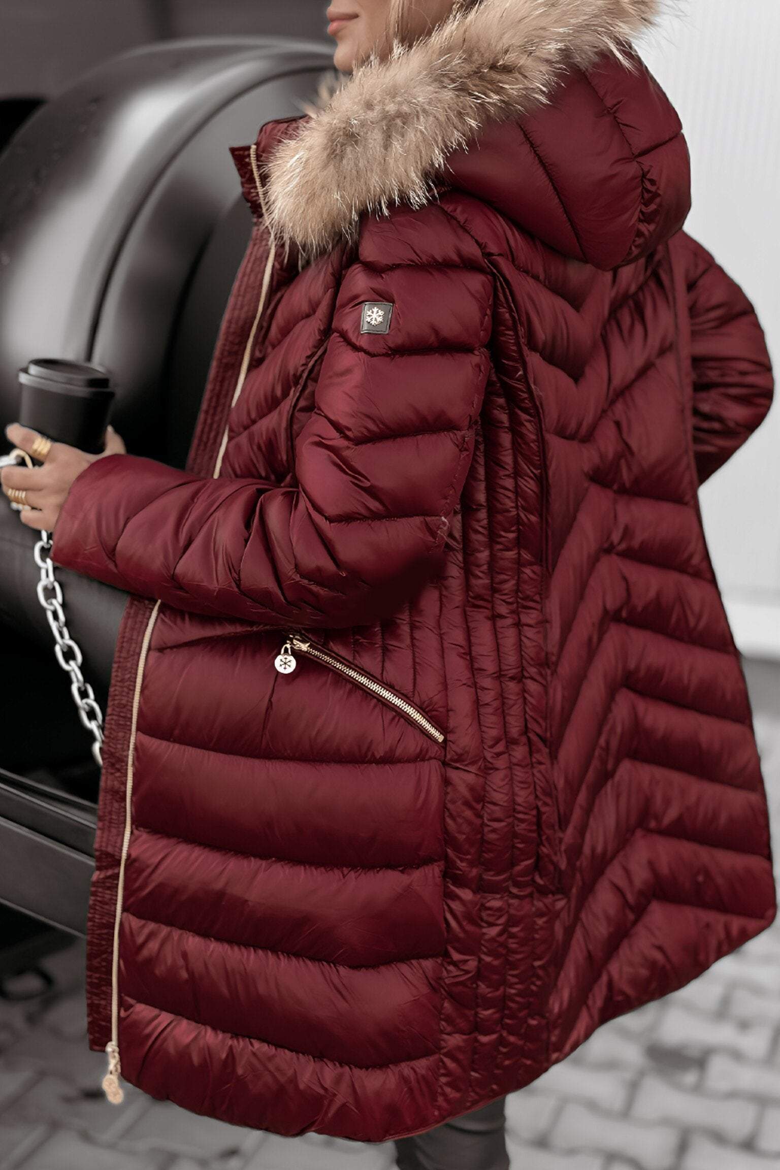 Marley Manteau d’Hiver Femme – Ciepła kurtka z miękkiej bawełny z eleganckim kapturem