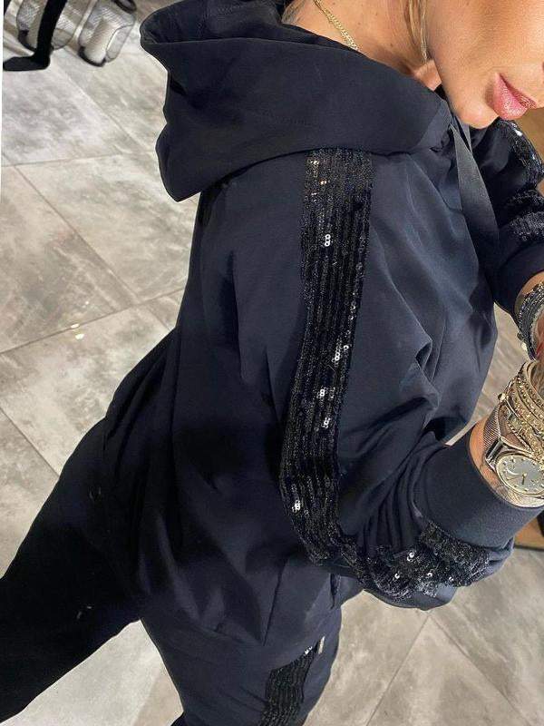 Jasmine Ensemble Loungewear Herfst voor Dames – Zachte Glitter Hoodie & Soepele Broek voor Dagelijks Comfort