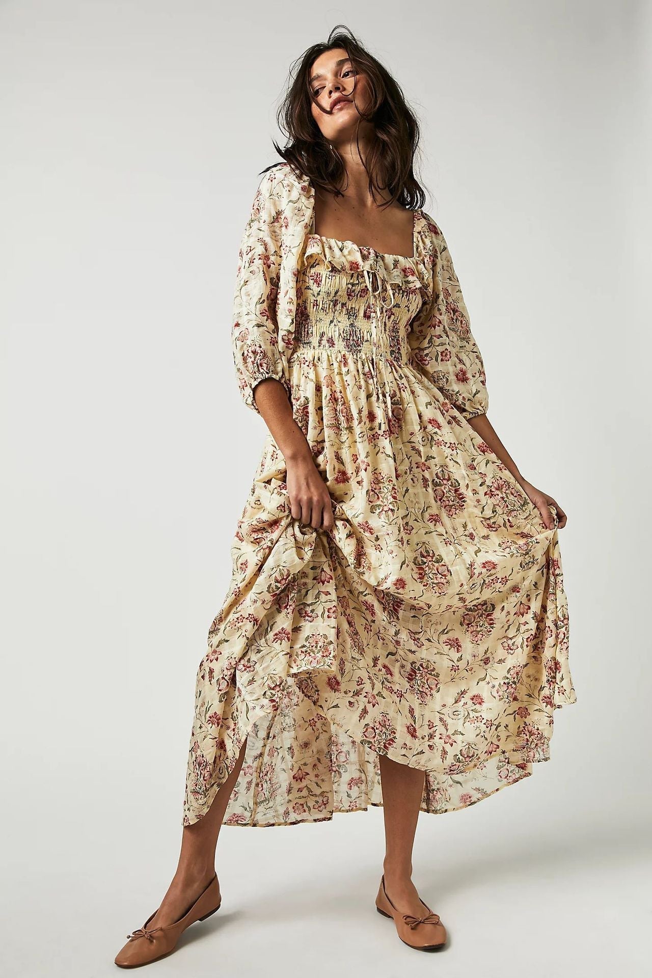 Quinn Robe Midi Femme – Baumwollkleid mit Blumenmuster im romantischen Boho-Stil & schmeichelhafter Schnitt