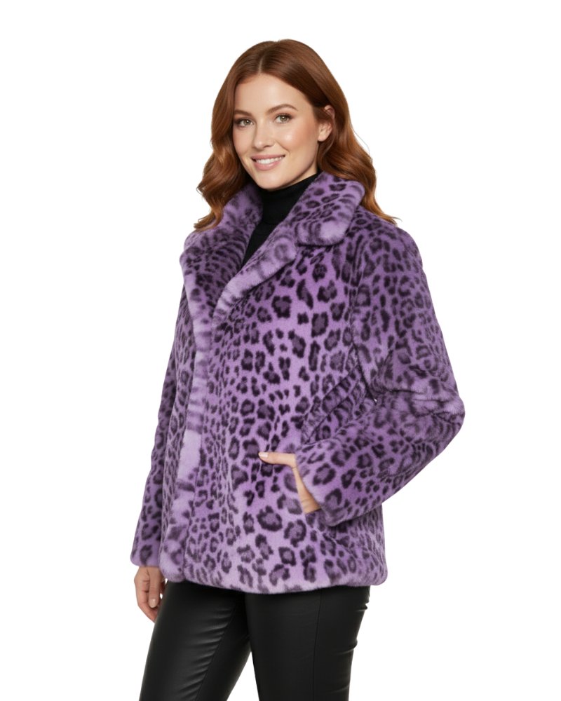Iris Damefrakke i Kunstpels – Leopardmønster, Varm & Dristig Stil