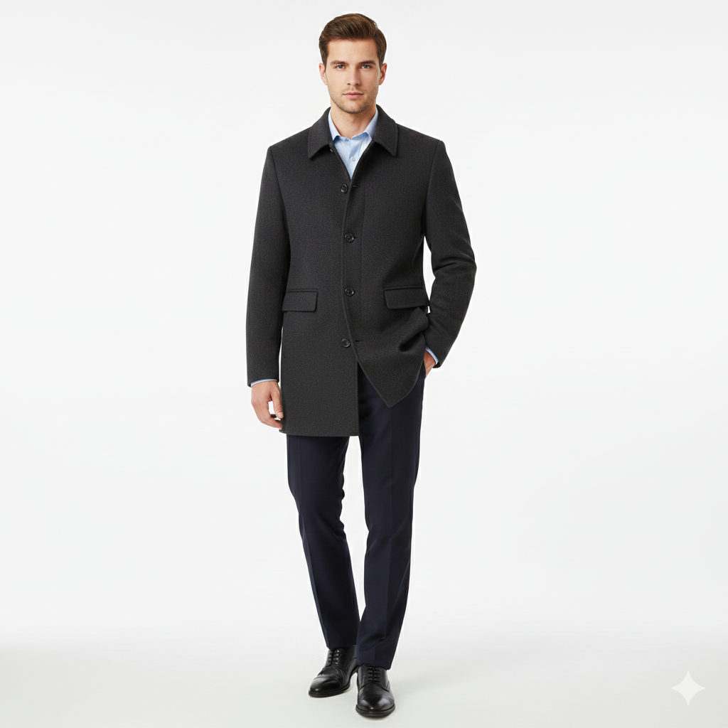 Langford Men's Wool Trench Coat – Slim Fit & Timeless Elegance