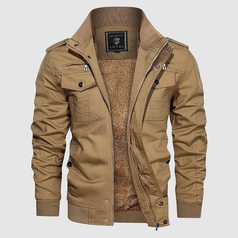 Aiden Miehen Lentäjän Takki – Lämmin Lentäjäntakki Fleecevuorella ja Korkealla Kauluksella