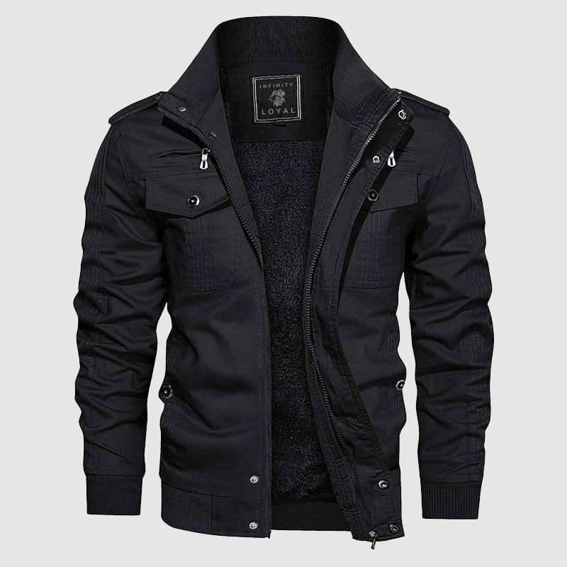 Aiden Miehen Lentäjän Takki – Lämmin Lentäjäntakki Fleecevuorella ja Korkealla Kauluksella