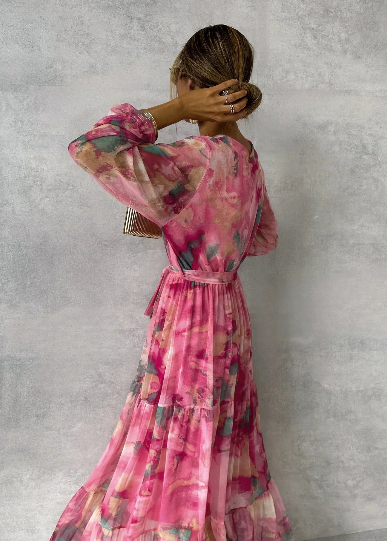 Mary Robe d'Été Femme – Lang, let kjole med lange ærmer, elegant & moderne