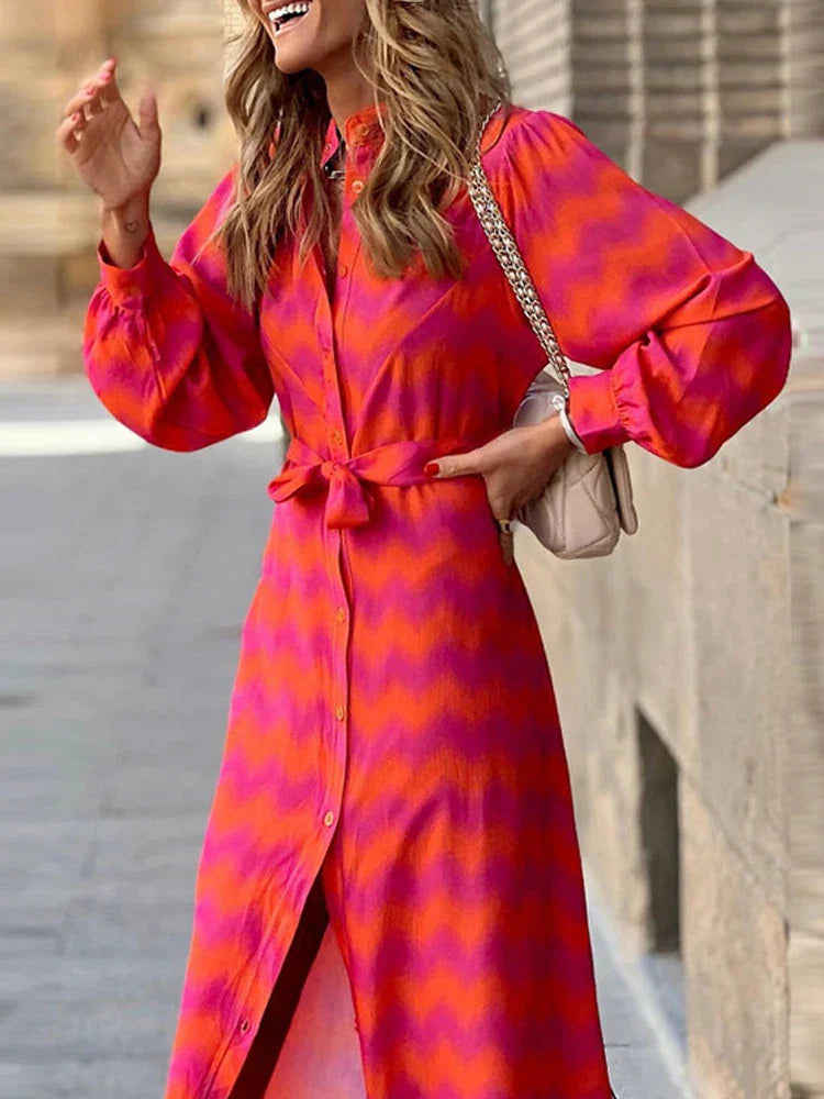 Jasmin Robe Woman – Elegant Dress with Symmetrical Print & Comfortable Cut for All Seasons