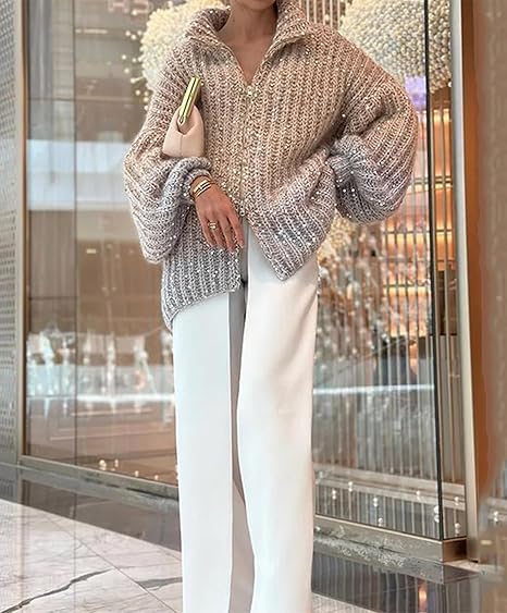 Sol Cardigan Femme – Gilet Élégant à Paillettes Confortable & Sophistiqué