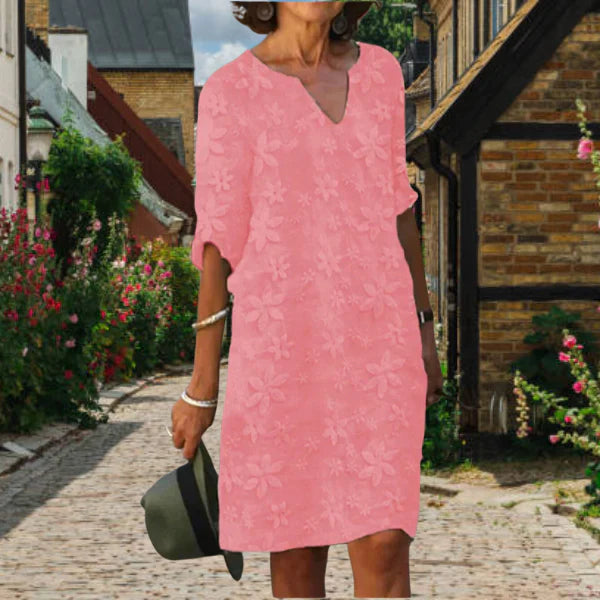 Maggie Damesjurk – Elegante Zomerjurk met V-hals & Vloeiende Pasvorm voor Zonnige Dagen