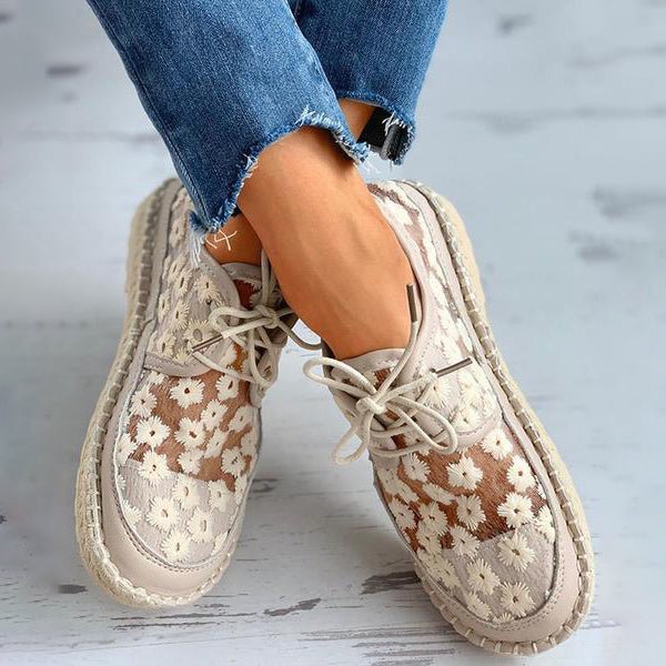 Stephanie Chaussures Femme – Pohodlné mokasíny s květinovou výšivkou a pevnou podrážkou