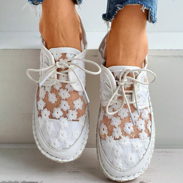 Stephanie Chaussures Femme – Pohodlné mokasíny s květinovou výšivkou a pevnou podrážkou