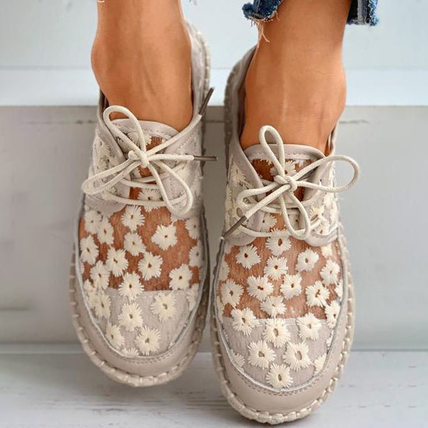 Stephanie Chaussures Femme – Pohodlné mokasíny s květinovou výšivkou a pevnou podrážkou