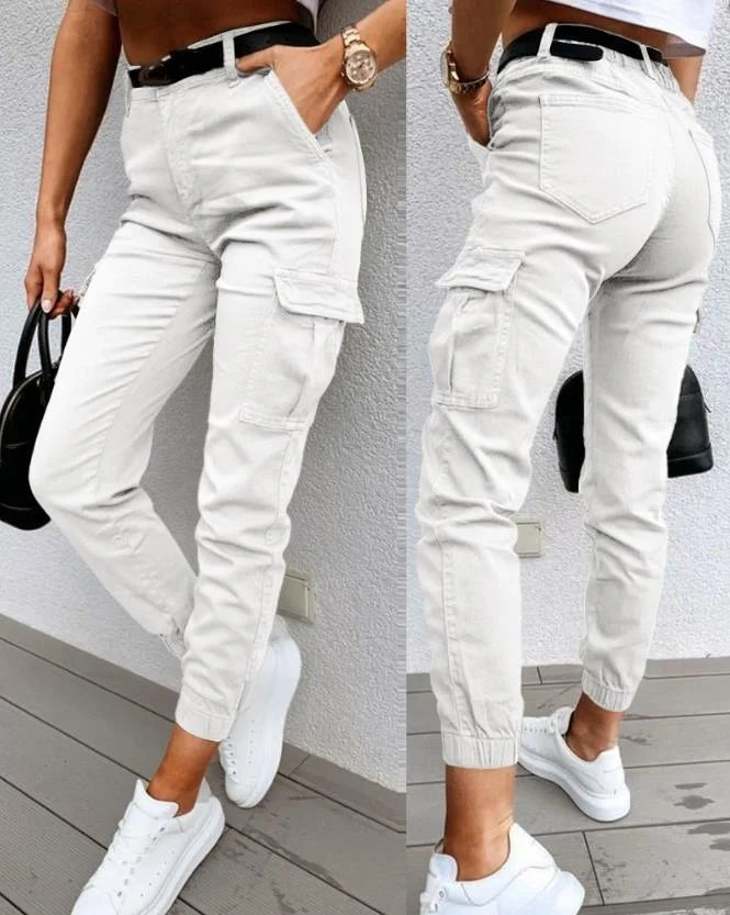 Jordyn Pantalon Cargo Taille Haute Femme – Komfort, Trendy Stil & Funktionelle Lommer