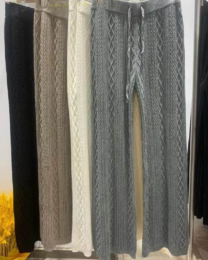 Aurelia Damebukse – Høyt Liv Strikkebukse med Vide Ben, Chic og Komfortabel