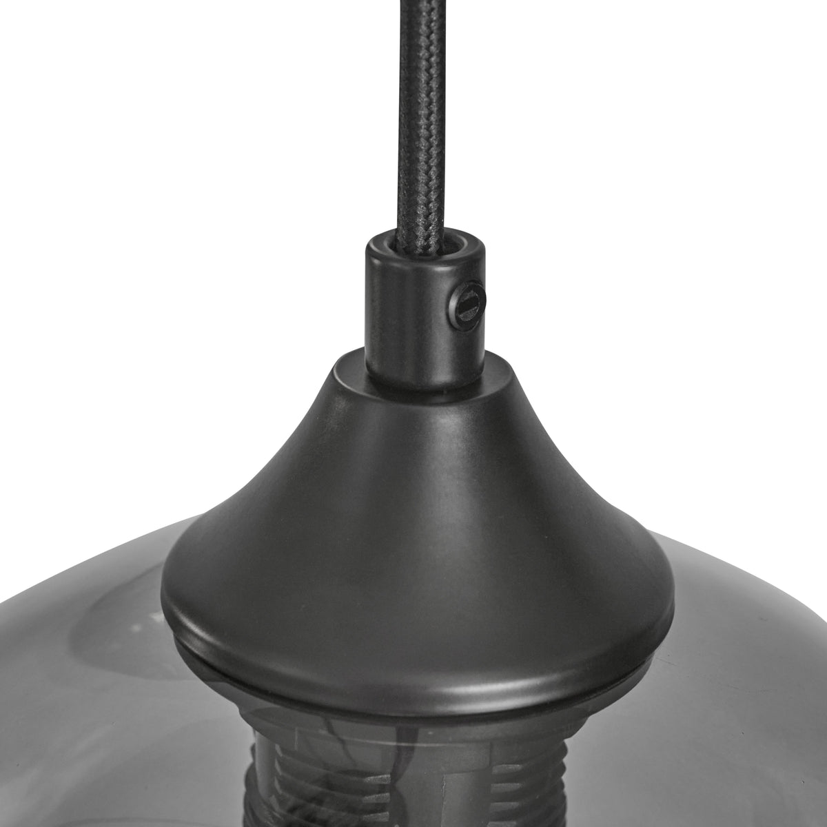 Závěsná lampa 3-bodová koule kouřové sklo černá industriální obývací pokoj jídelna LED