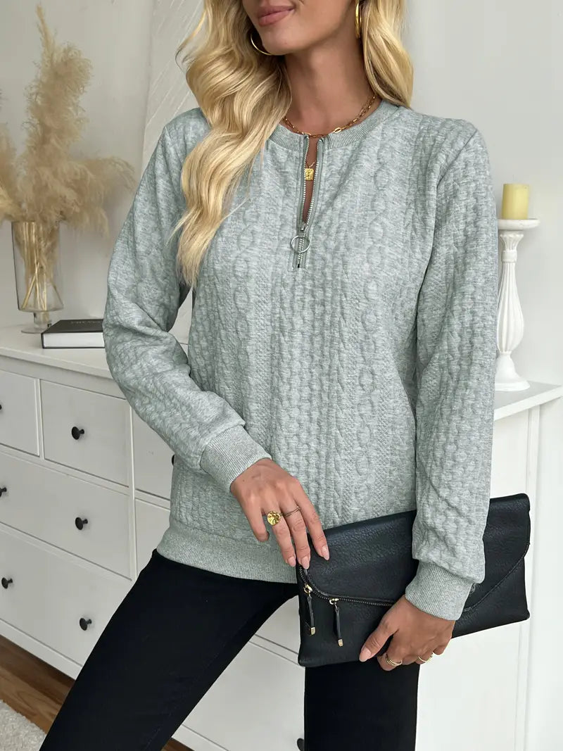 Margaux Sweat Femme Hiver – Pohodlný pletený zipový svetr s elegantním designem