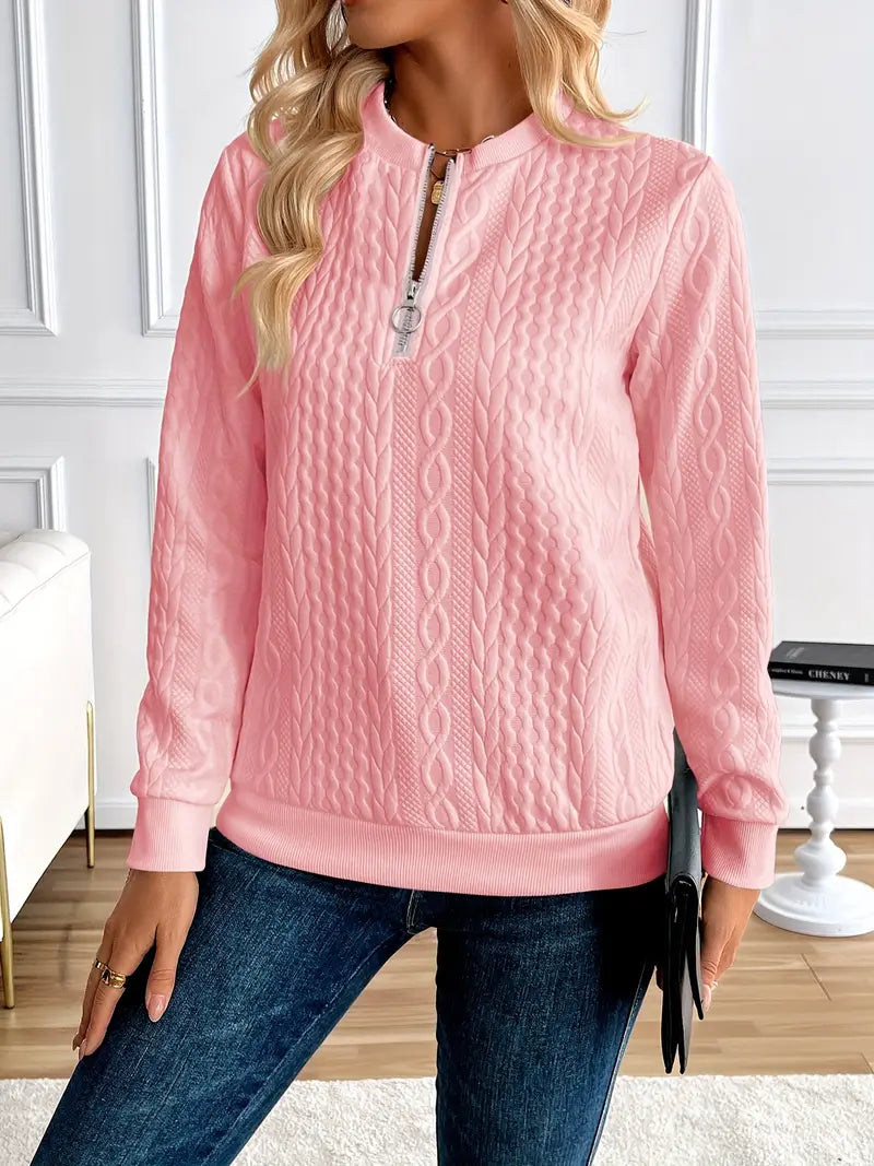Margaux Sweat Femme Hiver – Pohodlný pletený zipový svetr s elegantním designem