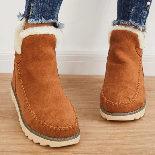 Hyacint Dames Winter Enkellaarzen – Instap Enkellaarzen Gevoerd met Nepbont en Duurzame Antislipzool