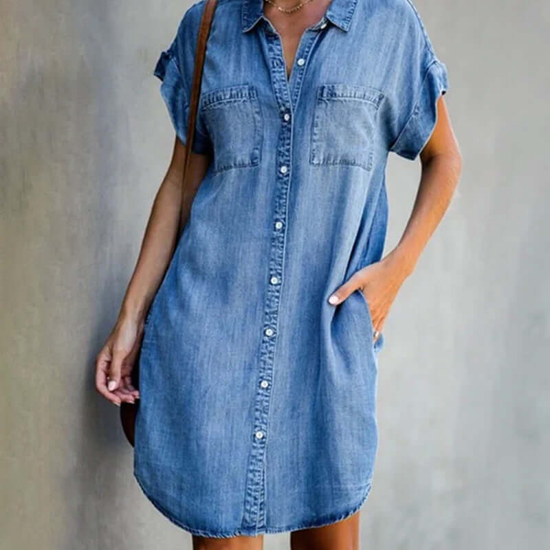 Robe-chemise femme Clara – Robe d’été légère avec patte de boutonnage & coupe féminine