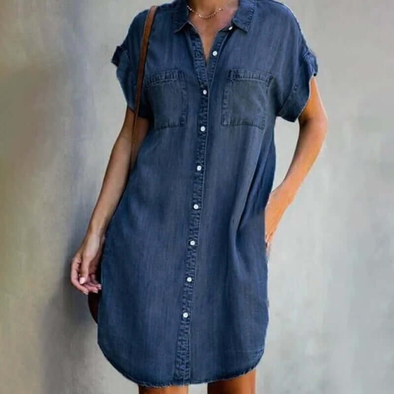 Jurk en Jeans Dames Valérie – Elegante Denim Jurk met Vrouwelijke Snit & Dagelijks Comfort
