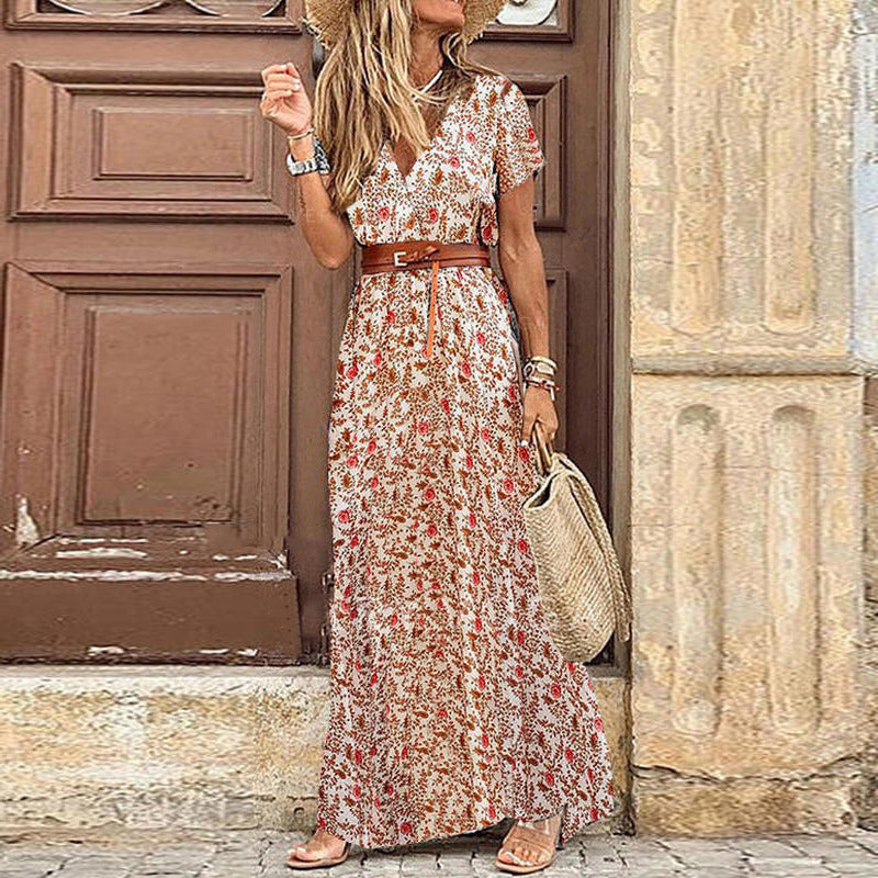 Susan Robe Fleurie Femme – Elegant kjole med V-hals i polyester med komfortabel pasform og smart stil
