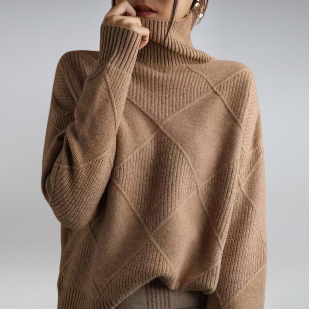 Luciana Pull Femme – Col Roulé Élégant en Cachemire Doux & Chic Intemporel