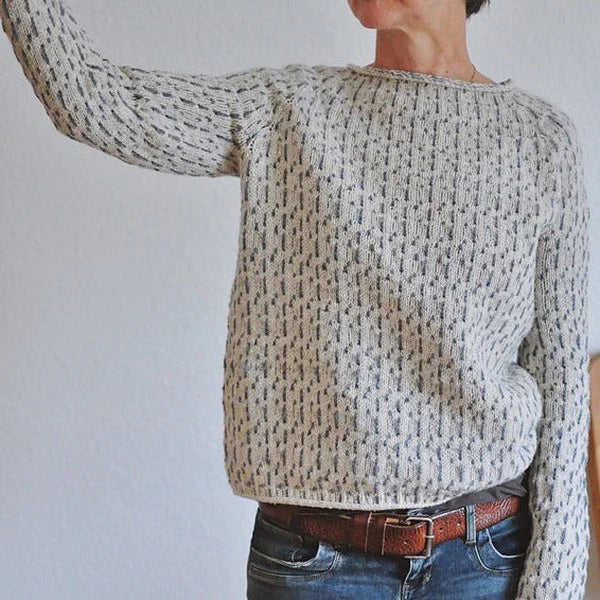 Sweter damski Samira – elegancki szary sweter z długim rękawem, szykowny i wygodny styl