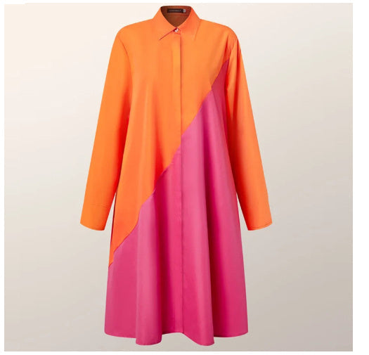 Brynlee Robe Chemise Kvinde – Elegant A-linje kjole med lange ærmer til kontor og fritid