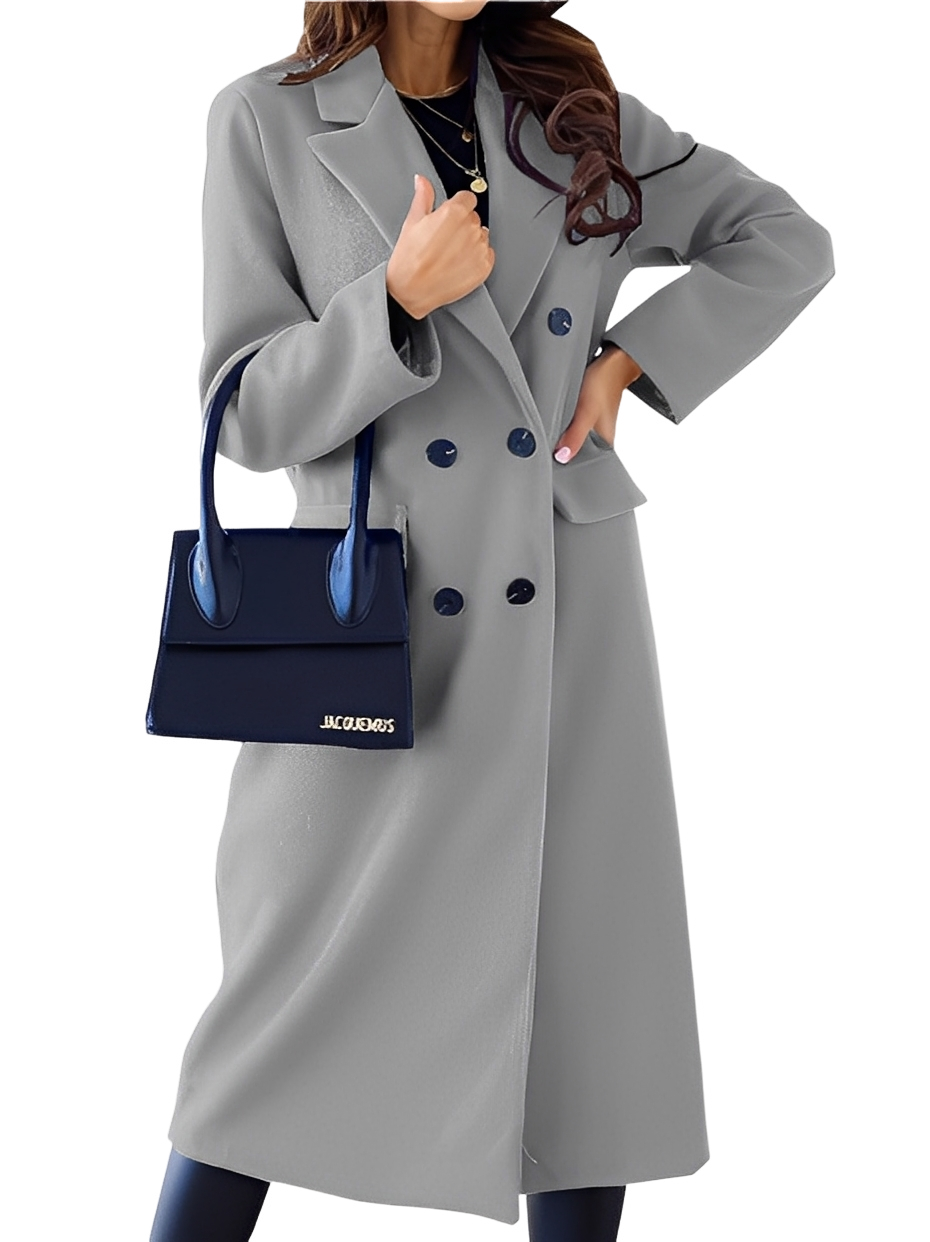 Vivian dobbelspent kåpe for kvinner – elegant og varm vinterjakke med mykt fôr og raffinert snitt