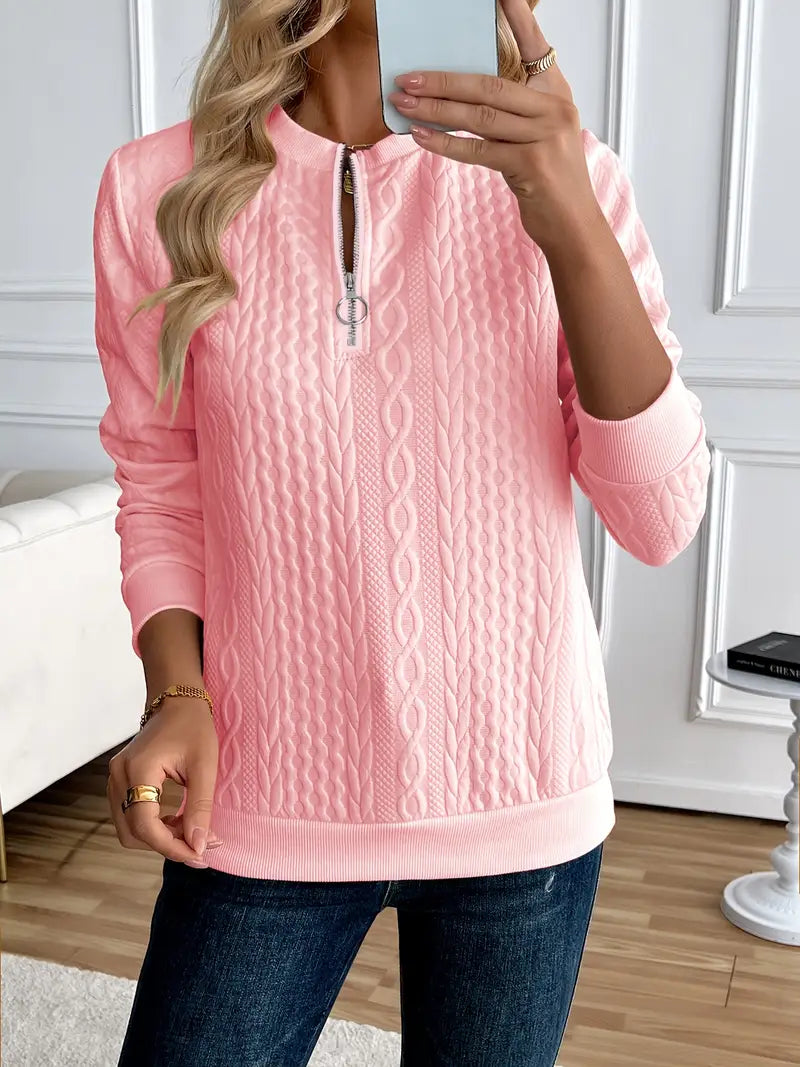Margaux Sweat Femme Hiver – Pohodlný pletený zipový svetr s elegantním designem