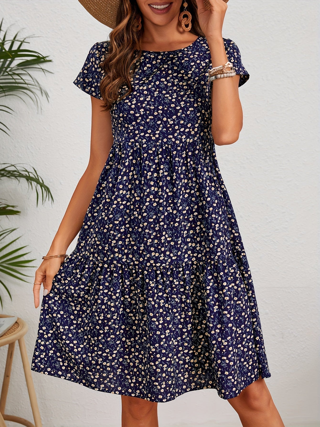 Katie zomerjurk dames – lichte bloemenjurk van polyester met comfortabele pasvorm