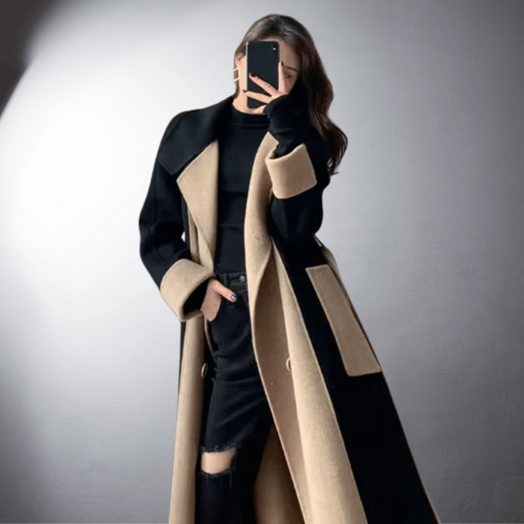 Tanya Manteau Ženski – Ravni Kroja Dvobojni s Prednjim Zatvaračem i Duljinom do Sredine Bedra Zimski