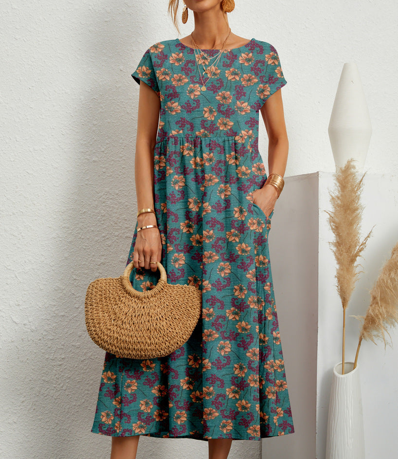 Midi-jurk voor dames Frances – Elegante bloemenjurk van ademende stof met vrouwelijke snit